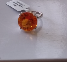 Orange Padparadscha Quartz Round Solitaire Ring, 925 Silver, Size 6, 11.... - $55.00