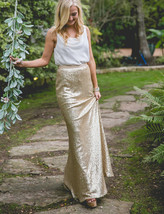 Gold Sequin Maxi Skirt Women Plus Size Sequin Maxi Skirt Holiday Sparkly Skirts image 10