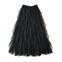 Black Tiered Tulle Maxi Skirt Full Layered Skirt Outfit Wedding Tulle Tutu Skirt