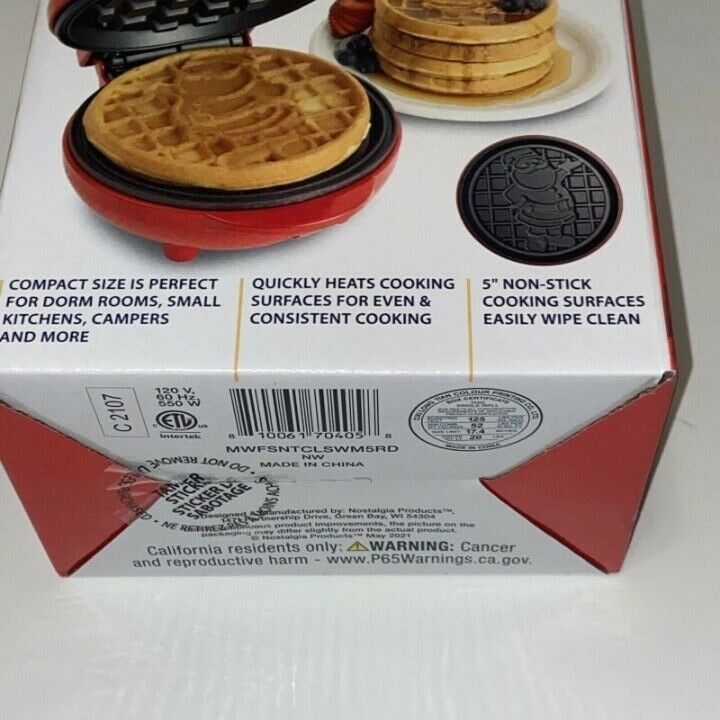 Nostalgia MyMini Waffle Maker 5 Non-Stick Cooking Surface NEW Factory  Sealed