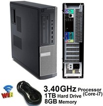 Dell Opti Plex Desktop Pc Intel Core i7 8GB Ram 1TB Hdd DVD-RW Windows 10 Pro - $169.95
