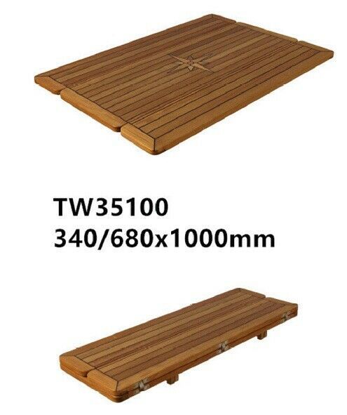 Folding Teak Table Top With Nautic Start Wing Support 3 Sizes Marine Boat RV  