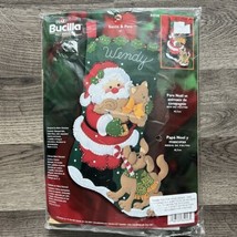 Bucilla Felt Stocking Applique Kit 18 Long Santa and Friends