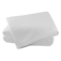 Sferra Marcus White Queen Blanket Solid Brushed Combed Cotton Plush Soft... - $140.00