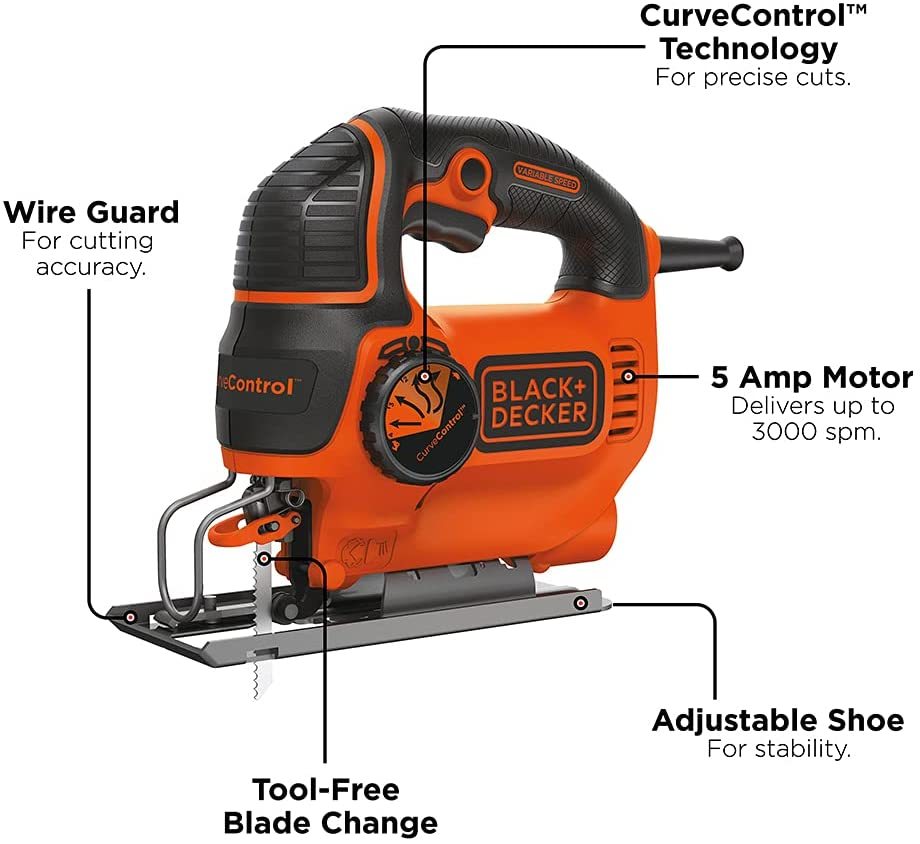 BLACK+DECKER Curve Control 5-Amp Jig Saw, BDEJS600C 