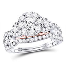 14kt White Gold Round Diamond Bridal Wedding Engagement Ring Band Set - $2,798.00