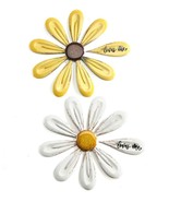 Daisy Flower Wall Plaque Set of 2 Metal 17.7&quot; Diameter Yellow White Sent... - $108.89