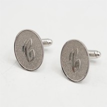 Vintage Silver Tone Oval Cuff Links Pair Mid Century Monogrammed C - $31.69
