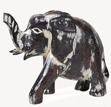Hand Carved Elephant Table Top Carving Sculpture African Safari Decor - $25.68
