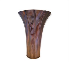 Flared Vase Crumpled Look Metal Copper Color 13&quot; High Rustic Home Cottage  - $39.59