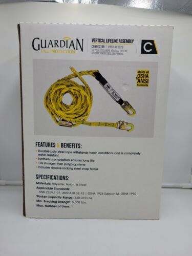 Guardian 01320 Fall Protection - Yellow PSG Vertical Lifeline Assembly ...