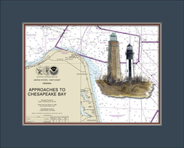 Cape Henry Lighthouse and Nautical Chart High Quality Canvas Print - $14.99+