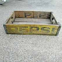 Vintage Pepsi Cola Soda Pop Painted Yellow Wooden Wood Crate - $16.32