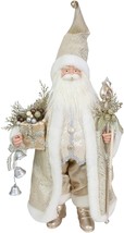 Christmas Santa Statue Elegant 20" high with Gold Sequin Accents Faux Fur Robe
