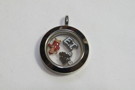 Origami Owl Living Locket Set (New) E.T. - Med Silver L.L. W/ET, Bicycle, Charms - $50.23