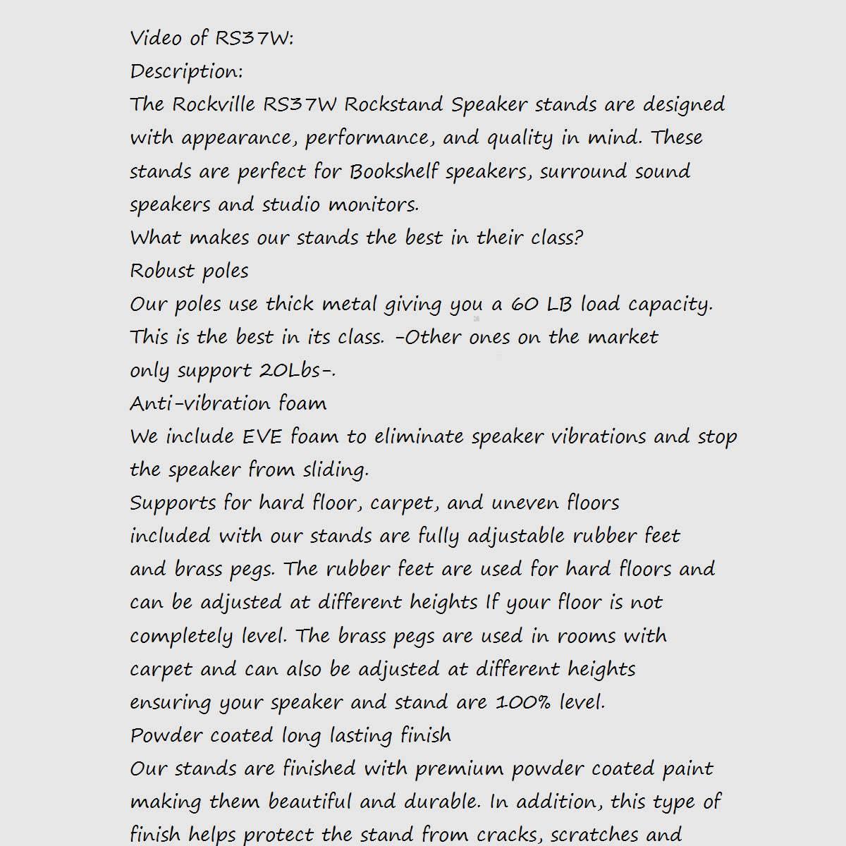 Pair 37 Steel White Stands for KEF Q350 Bookshelf Speakers Speaker