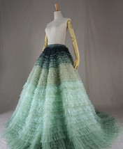 Sage Green Tiered Maxi Tulle Skirt Wedding Bridal Skirt Outfit Evening Skirts image 8