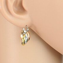 Small Tricolor Silver, Gold & Rose Tone Hoop Earrings- United Elegance - $23.99
