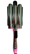 Chi x Barbie 1.25'' Triple Barrel Titanium Deep Waver PINK Nice Shape! - $53.99