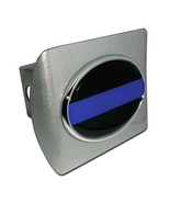 police blue line oval logo chrome brushed trailer hitch cover usa made - $72.19