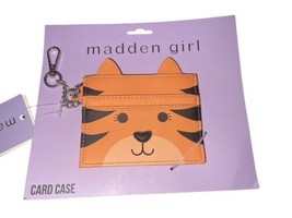 New Women Orange Tiger Cat Steve Madden Girl Card Case Wallet Key Chain Fob image 1