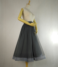 Black Ruffle Knee Length Tulle Skirt High Waisted Layered Ballerina Skirt Outfit image 7