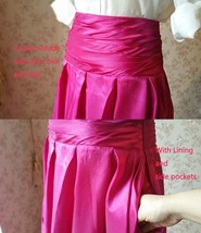 Women High Waist Pleated Party Skirt Plus Size Maxi Formal Skirts- Fuchsia image 4