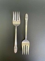 Lot 2 1847 Rogers Bros First Love 1937 Silverplate 6¼" Dessert Chipped Beef Fork - $25.00