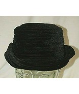 Ladies Black Ribbed Crusher Hat Vintage - $39.59