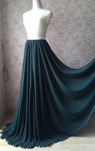 Dark Green Plus Size Maxi Chiffon Skirt Dark Green Bridesmaid Maxi Chiffon Skirt image 2