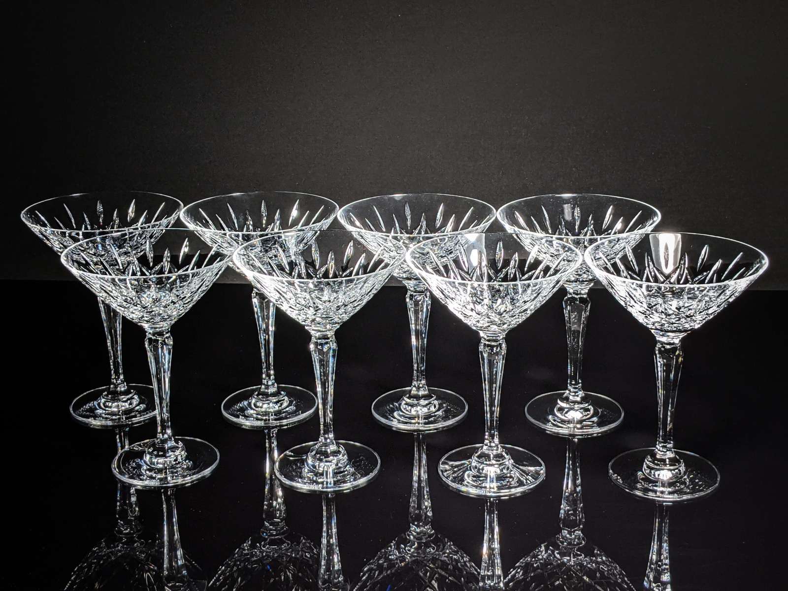 Faberge Martini Black Crystal Glasses set of 2 with the original