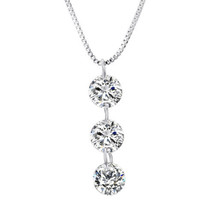 Crystals From Swarovski 6.00CTW Naked Drill Necklace &amp; Pendant Rhodium O... - $35.60