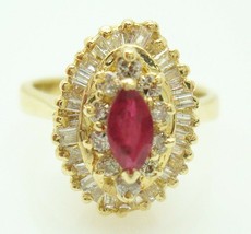 Authenticity Guarantee 
14K Gold Marquise Genuine Natural Ruby Ring with 1/2c... - $513.81
