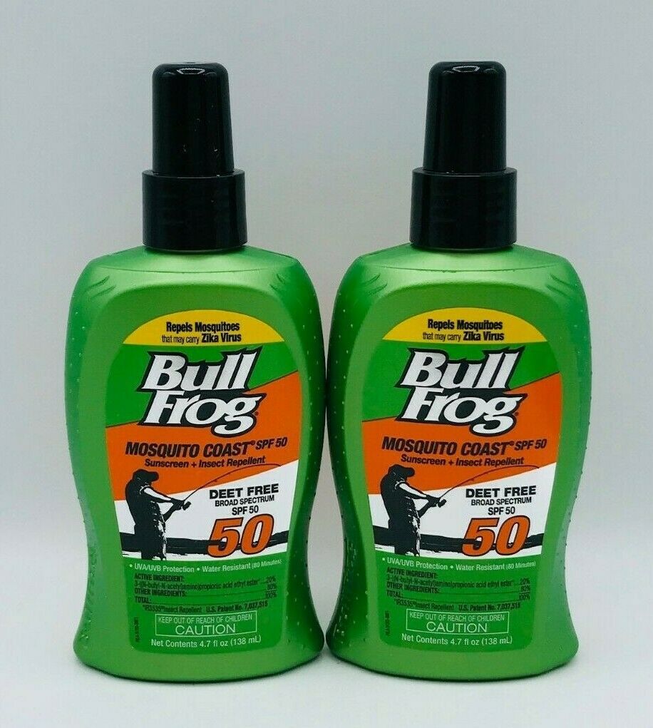 2 x BullFrog Mosquito Coast SPF 50 Pump Spray 4.7 oz Bull Frog New Free
