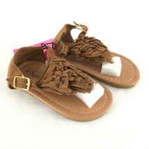 Sara Z Toddler Girls Sandals Boho Fringe Faux Suede Brown Size 7/8 - $9.74