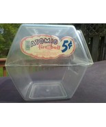 Vintage Atomic Fire Ball Clear Plastic Store Container 288ct Ferrara Pan... - $19.80