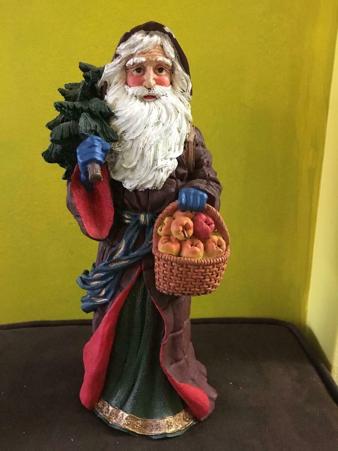 TALL Plaster JAIMY Planter SANTA Sculpture BASKET of APPLES Back SACK ...