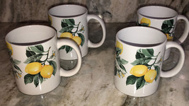 Coffee Tea Ceramic Cup Mug Set of 4 Royal Norfolk Lemons 12 oz NEW-SHIPS... - $39.48