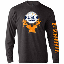 Busch Light Beer Deer Hunter Logo Long Sleeve Shirt Grey - $44.98