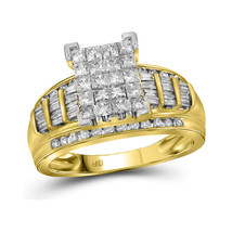 10kt Yellow Gold Princess Diamond Cluster Bridal Wedding Engagement Ring Size 10 - $1,758.00