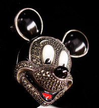 Judith Jack Brooch - BIG sterling mickey mouse pin - marcasite and enamel  - $225.00