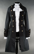 Black Gothic Victorian Officers Jacket Steampunk Long Pirate Princess Coat - $119.99