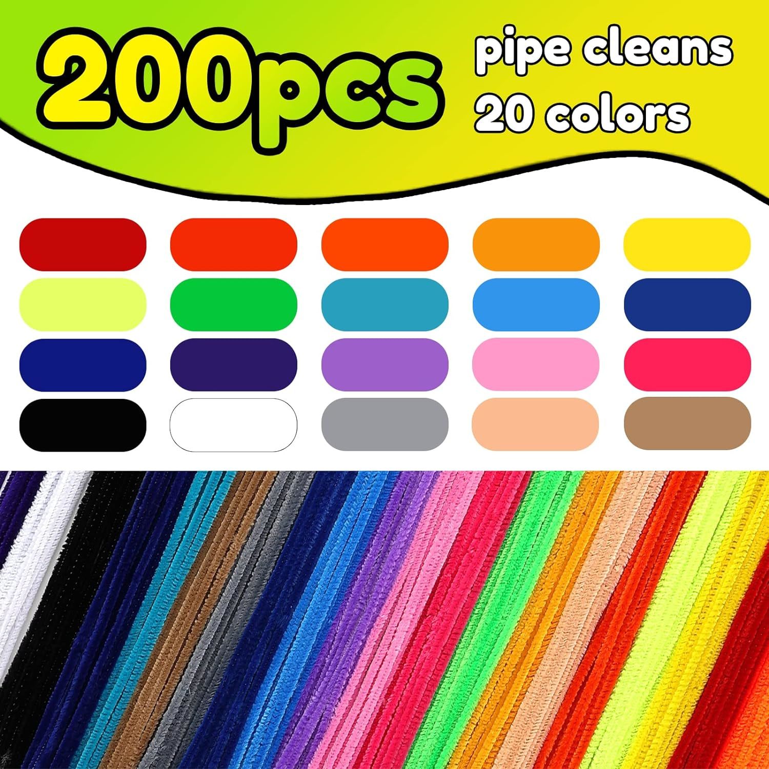 100 Pieces 7mm x 12 Inch Pipe Cleaners, Thick Fuzzy Black Chenille Stems  for Craft Supplies Kids DIY Art Decorations