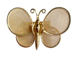 Vintage Gold Tone Articulated Wings Butterfly Pin Brooch Insect image 4