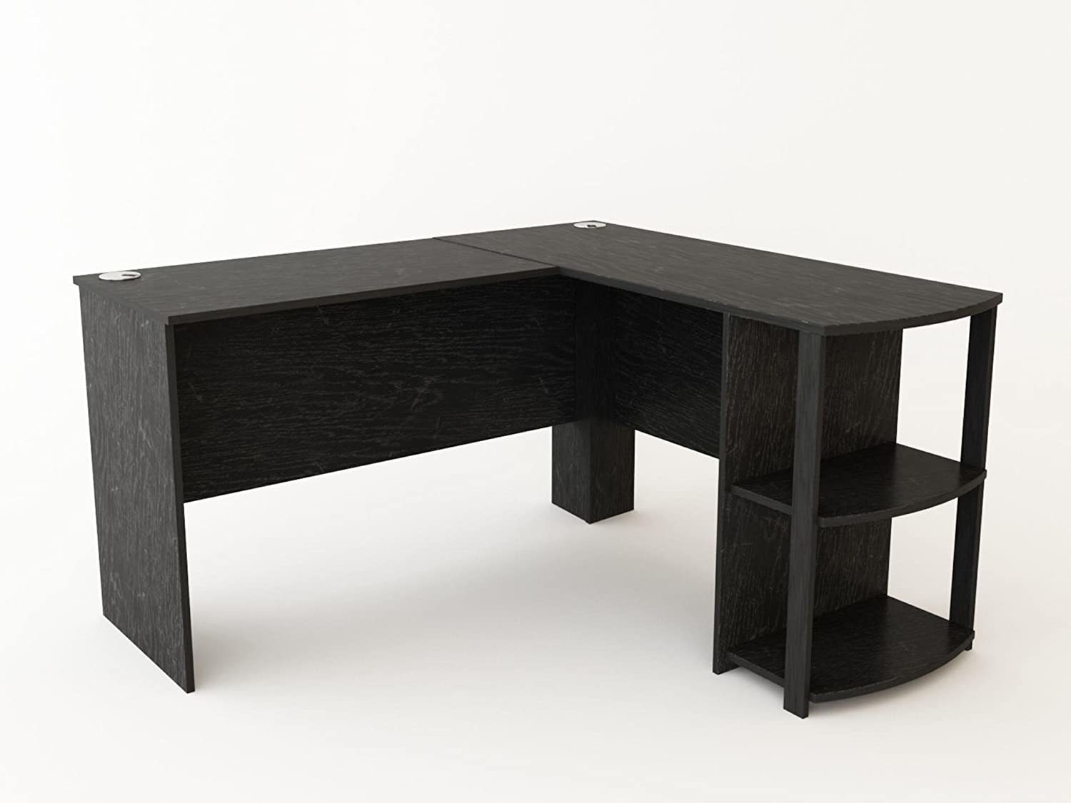 Ameriwood Home Dakota LShaped Desk With Bookshelves (Black Ebony Ash