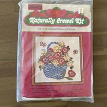 Vintage Yarn Kits Naturally crewel Kit 14” x 14”  Basket of Flowers 5054 - $18.99