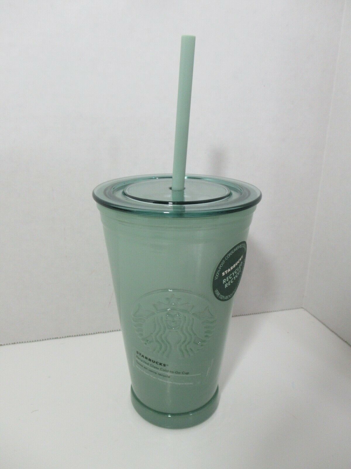 Starbucks 2021 jade green frosted Recycled Glass Cold To-Go Cup Straw  Tumbler