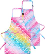 J MARK Waterproof Kids Art Smock Painting Apron 2 Pack Long Sleeve and 2  Pockets for Baking, Eating, Arts & Crafts
