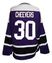 Any Name Number Cleveland Crusaders Retro Hockey Jersey Cheevers Purple Any Size image 2