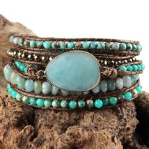 Boho Bracelet with Mixed Natural Stones and Charms - 5 Strands Handmade ... - $23.75